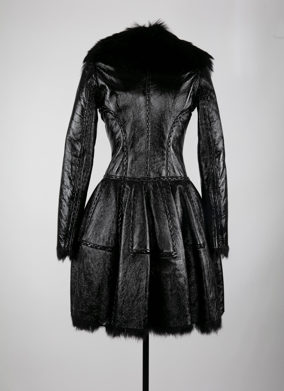 Manteau court en cuir - Noir