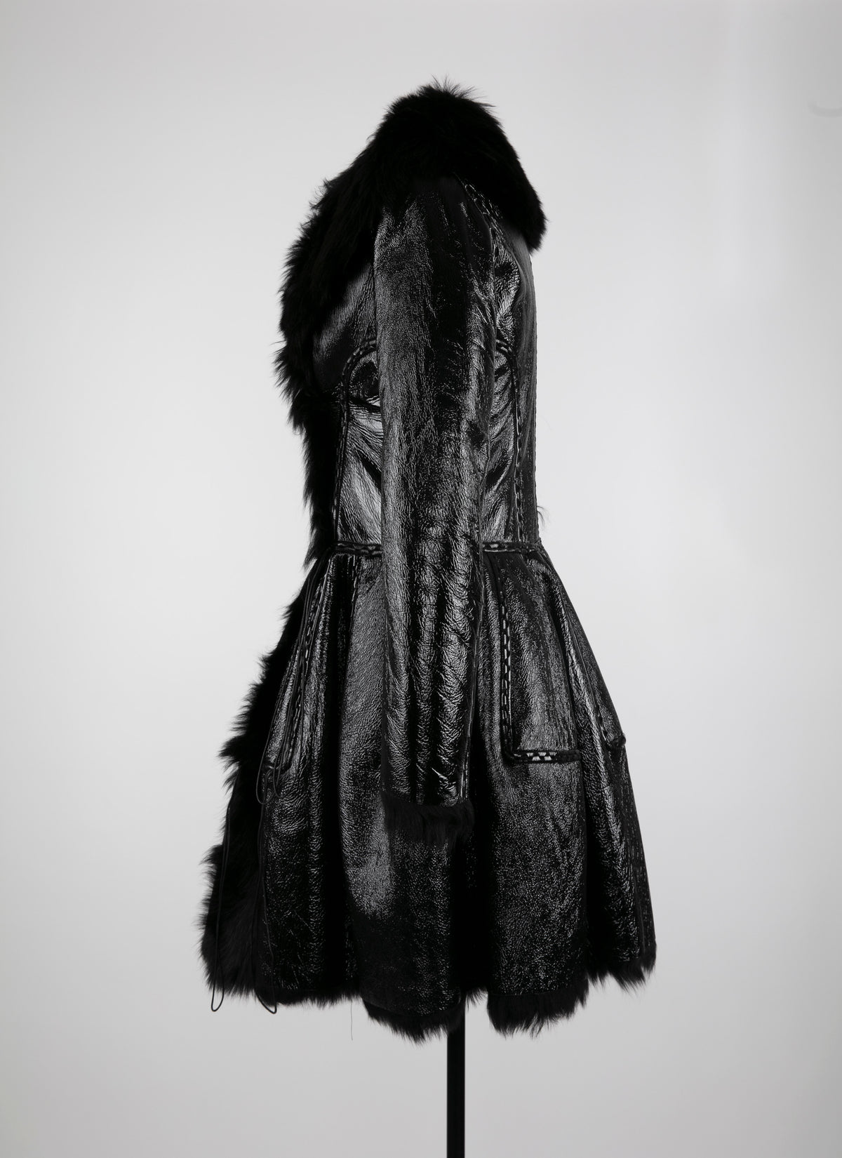 Manteau court en cuir - Noir