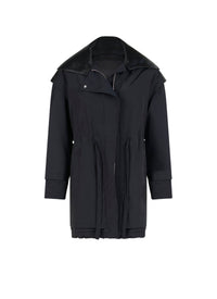 Parka droit drapée en soie mélangée - Bleu foncé