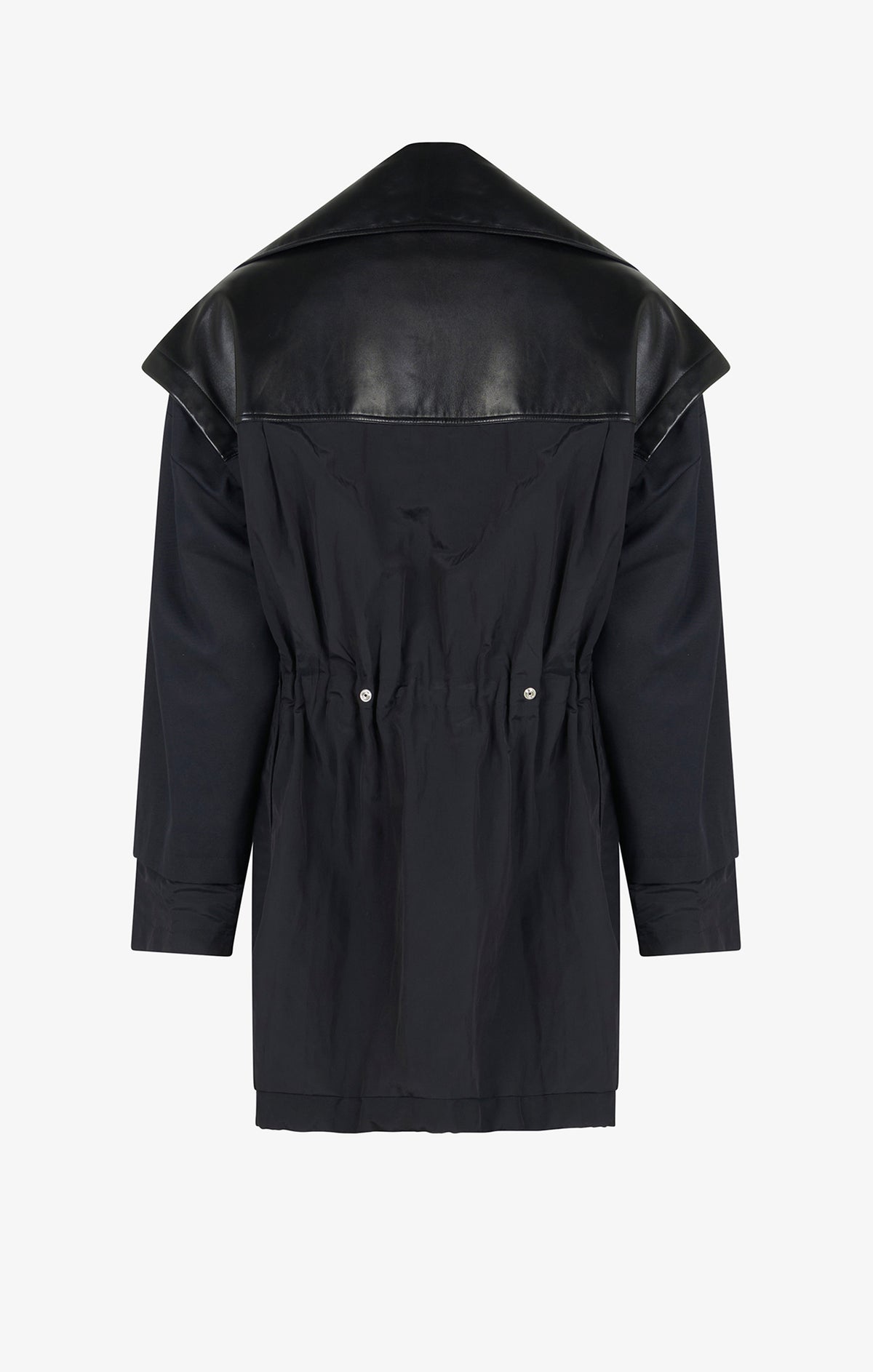 Parka droit drapée en soie mélangée - Bleu foncé