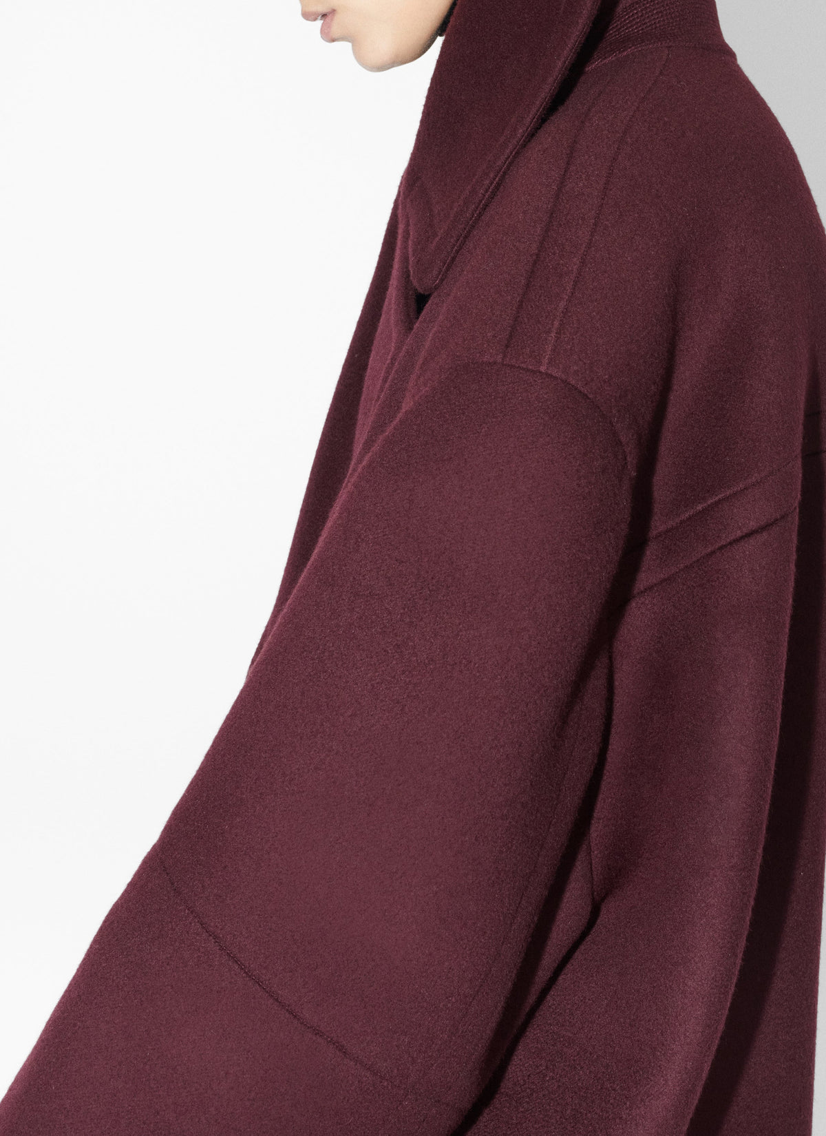 Manteau long en cachemire et laine - Burgundy