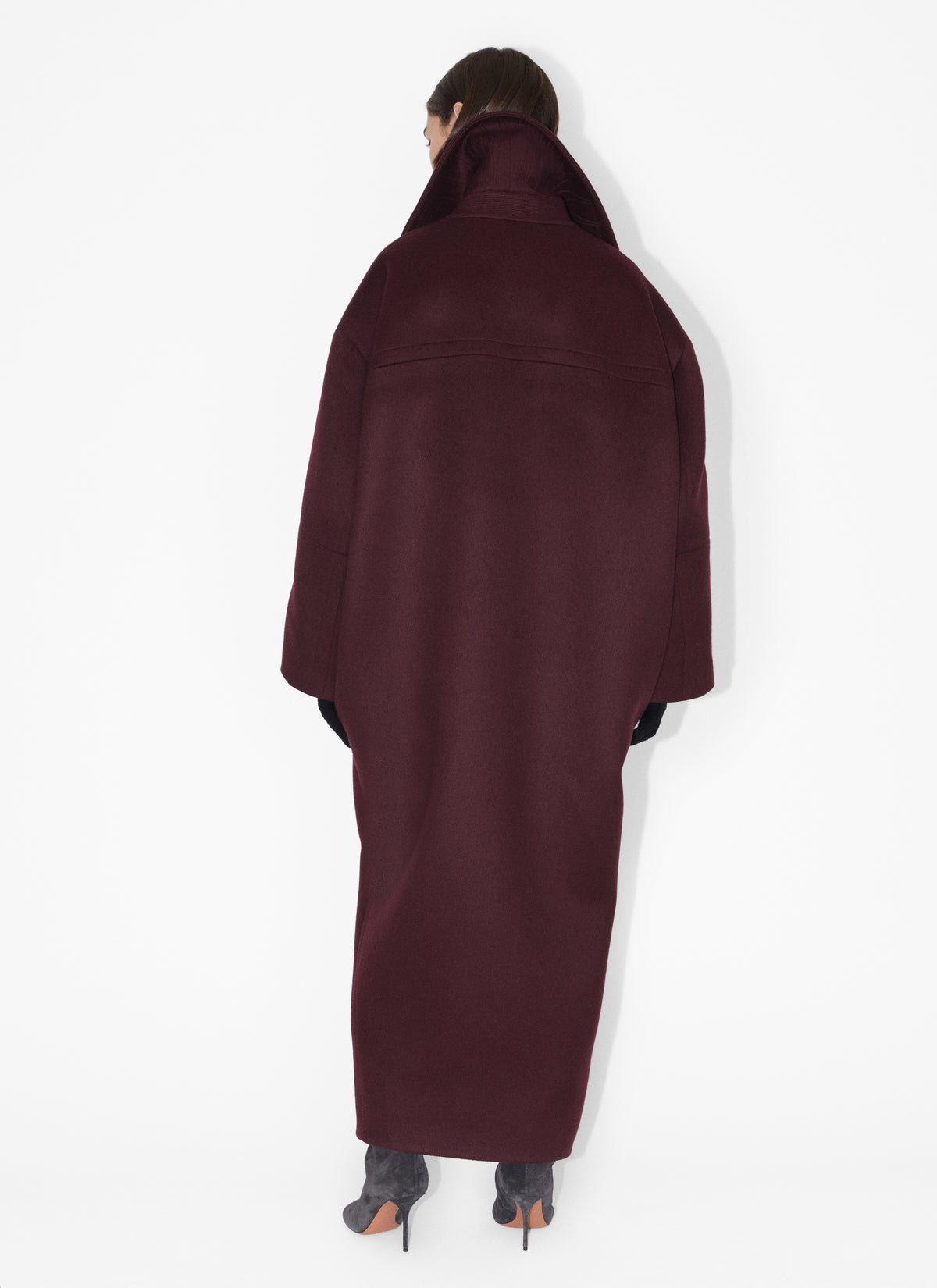 Manteau long en cachemire et laine - Burgundy