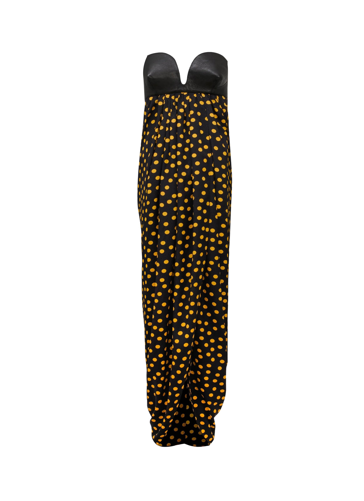 Robe bustier à pois confettis en soie - Nuit & Jaune