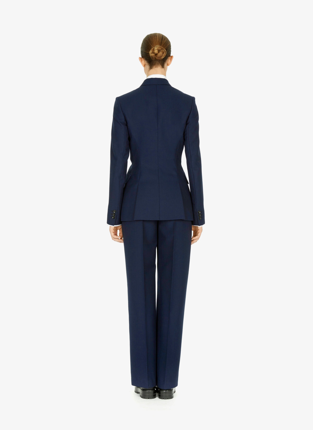 Pantalon droit à taille haute en laine - Noir