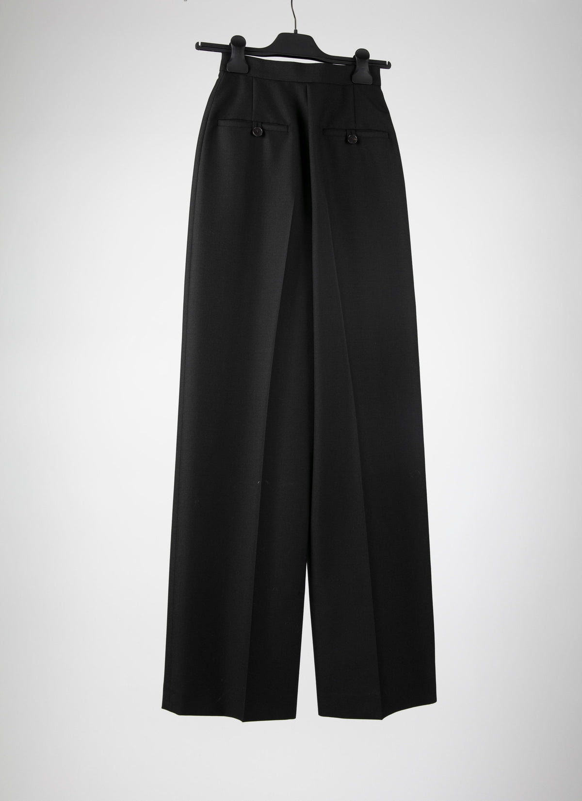 Pantalon droit à taille haute en laine - Noir
