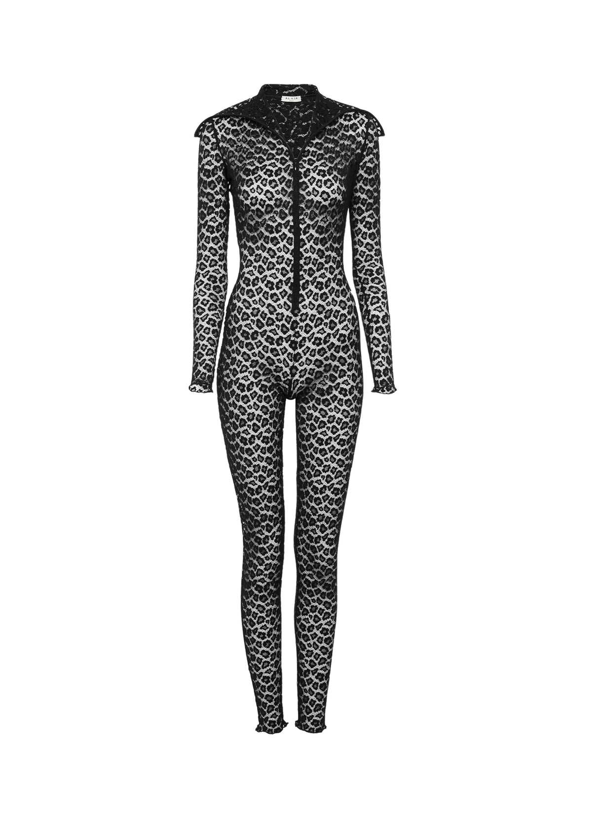 Combinaison en dentelle à imprimé léopard - Noir Alaïa