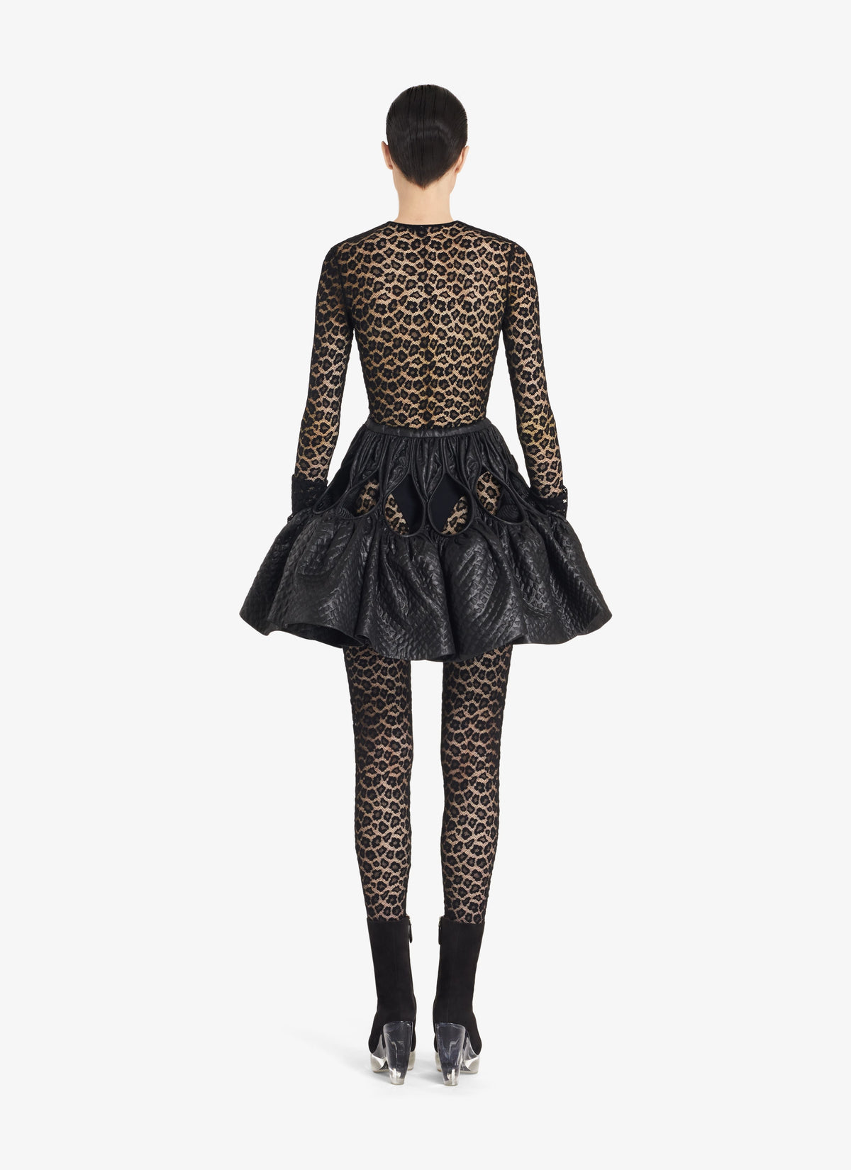 Combinaison en dentelle à imprimé léopard - Noir Alaïa