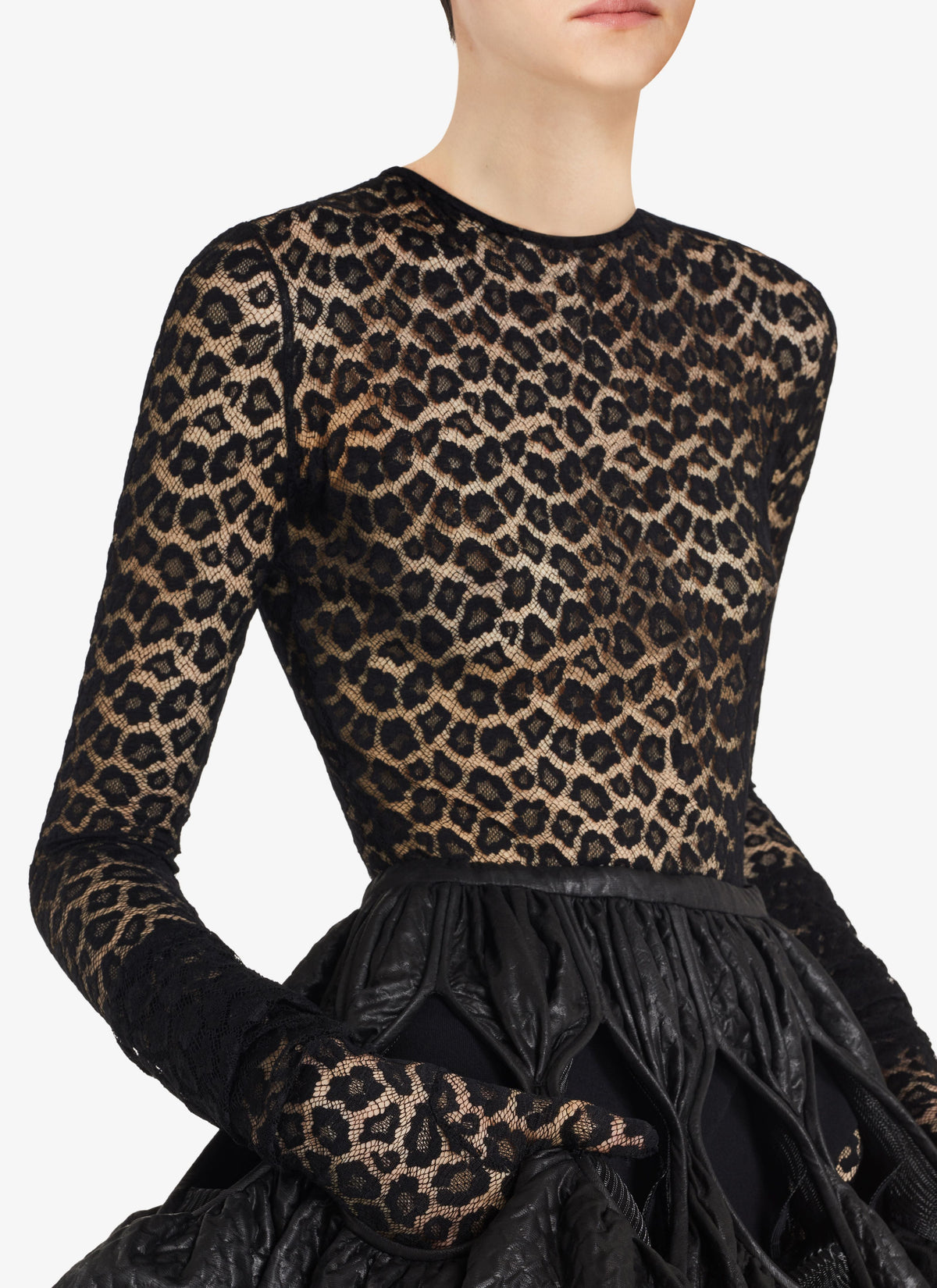 Combinaison en dentelle à imprimé léopard - Noir Alaïa