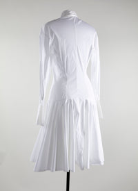 Long-sleeved bib dress - White