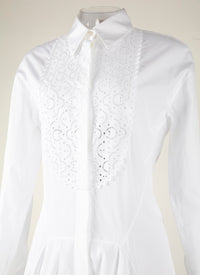 Long-sleeved bib dress - White