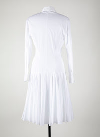 Long-sleeved bib dress - White