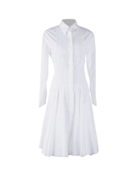 Long-sleeved bib dress - White