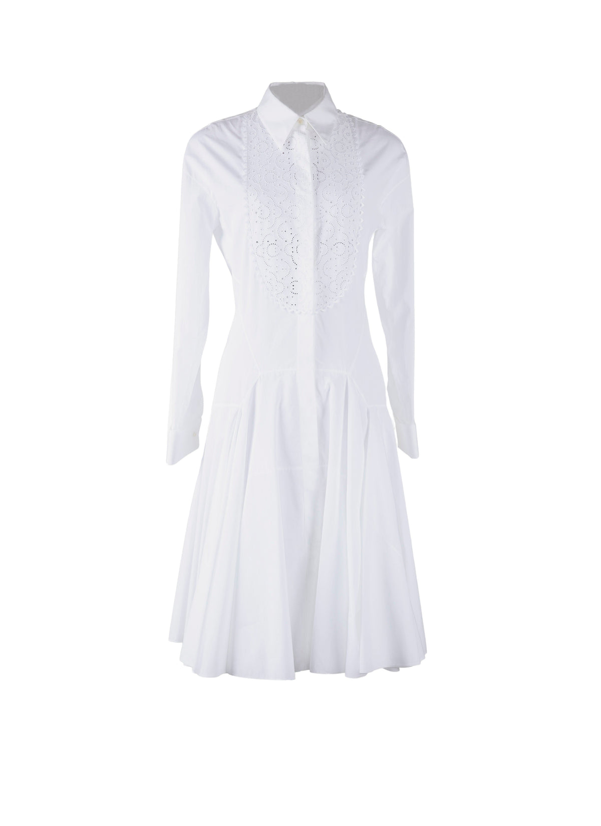 Long-sleeved bib dress - White
