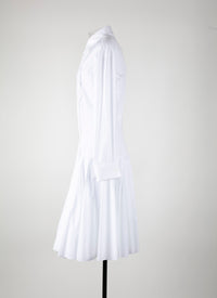 Long-sleeved bib dress - White