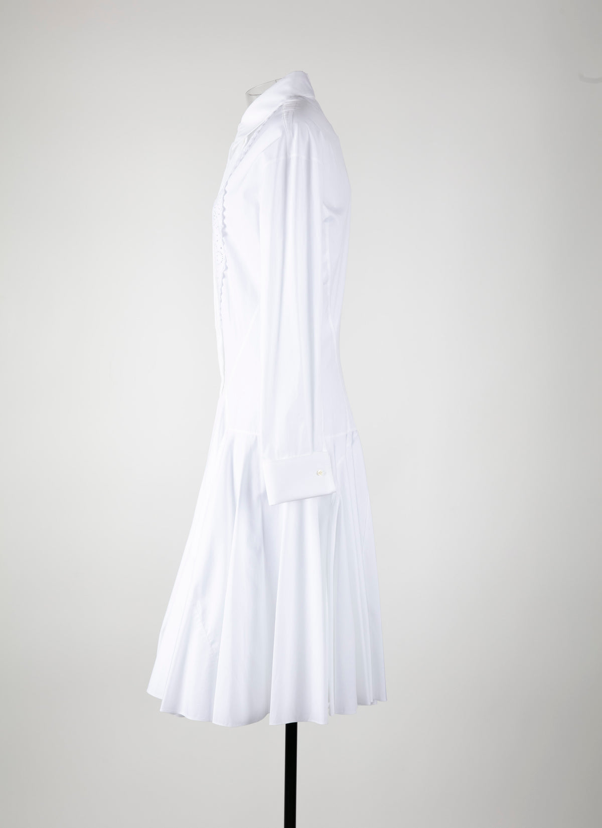 Long-sleeved bib dress - White