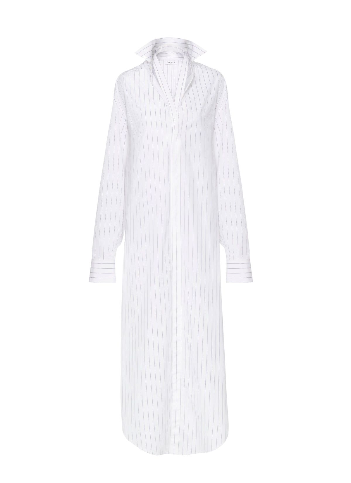 Plain straight shirt dress - White & Blue