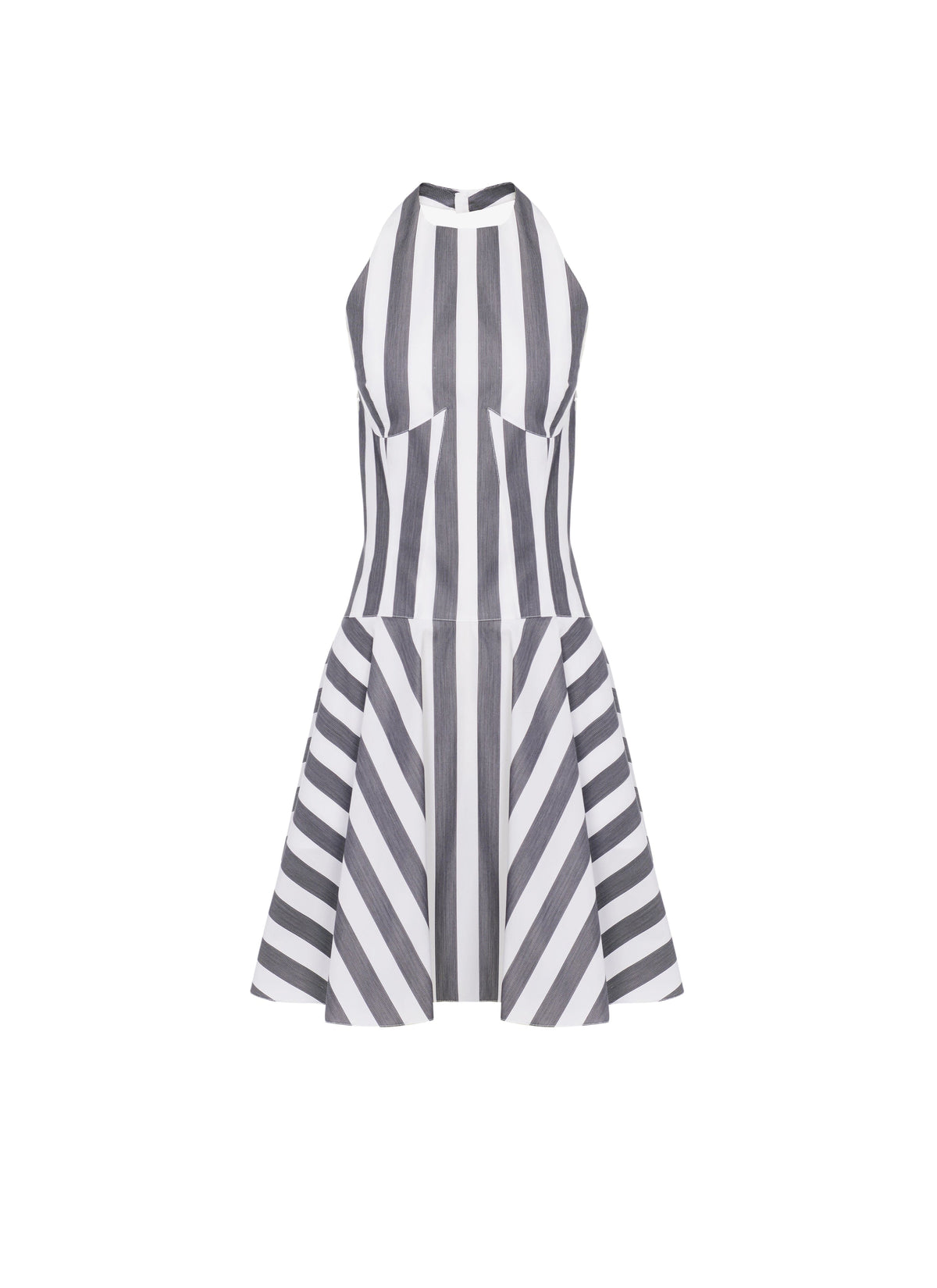 Robe d’été courte en popeline rayée - Blanc & Noir