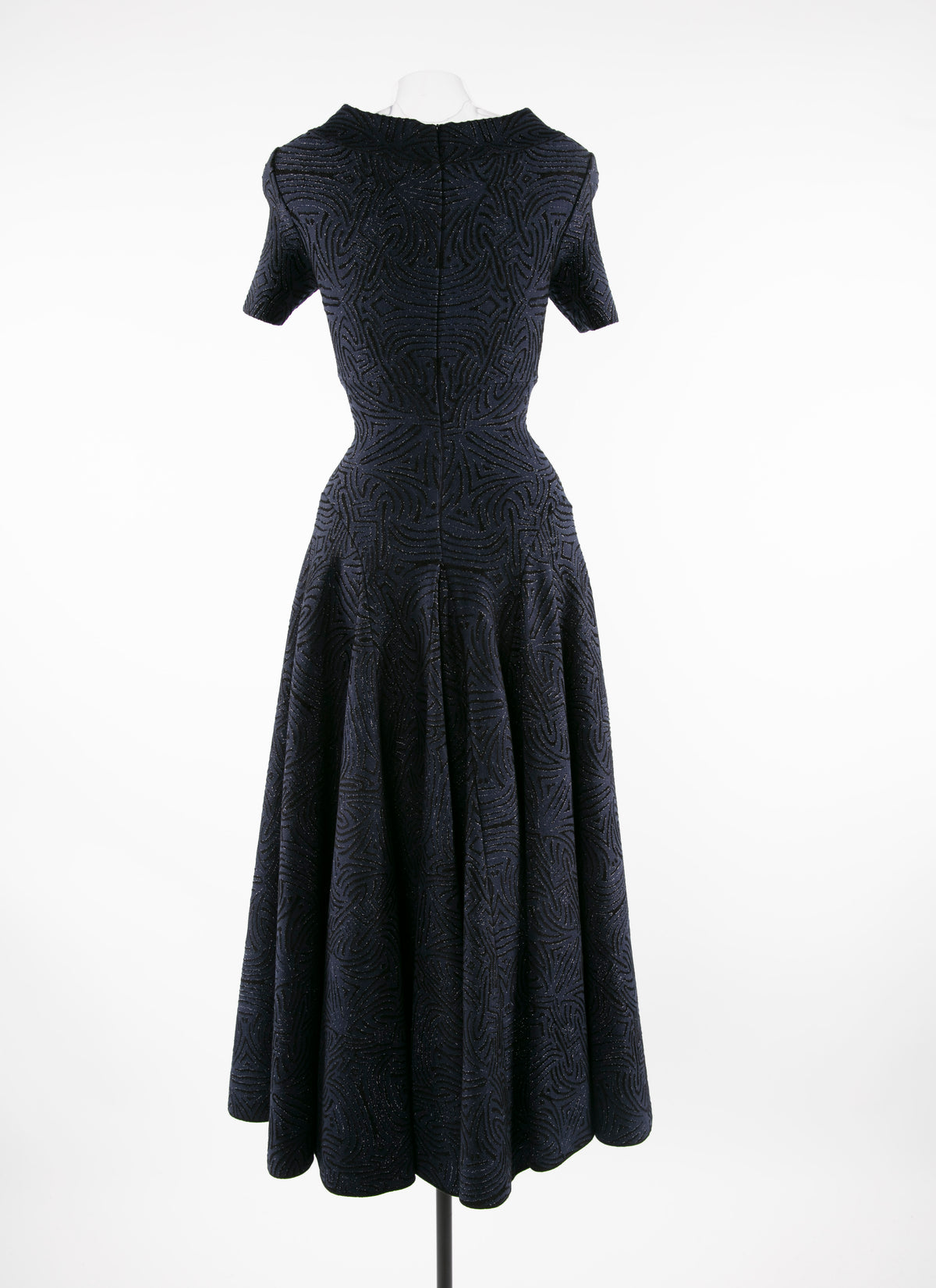 Short-sleeved flared maxi dress - Night & Black