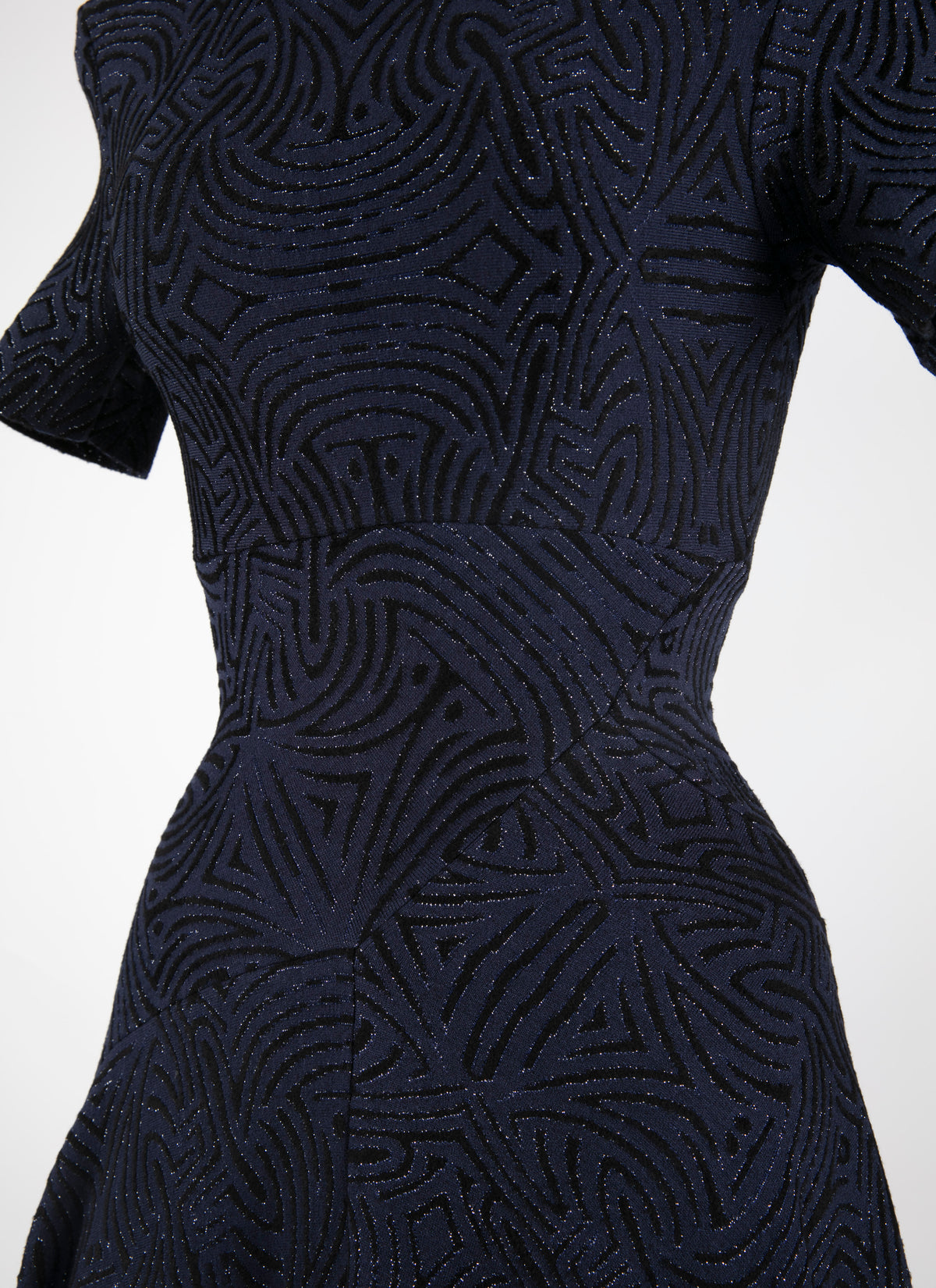 Short-sleeved flared maxi dress - Night & Black