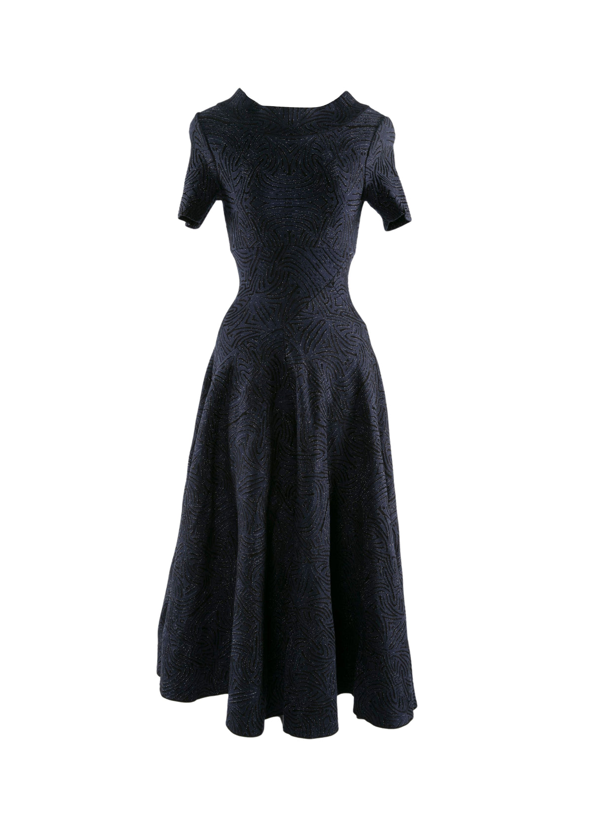 Short-sleeved flared maxi dress - Night & Black
