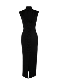 Robe longue en laine - Noir