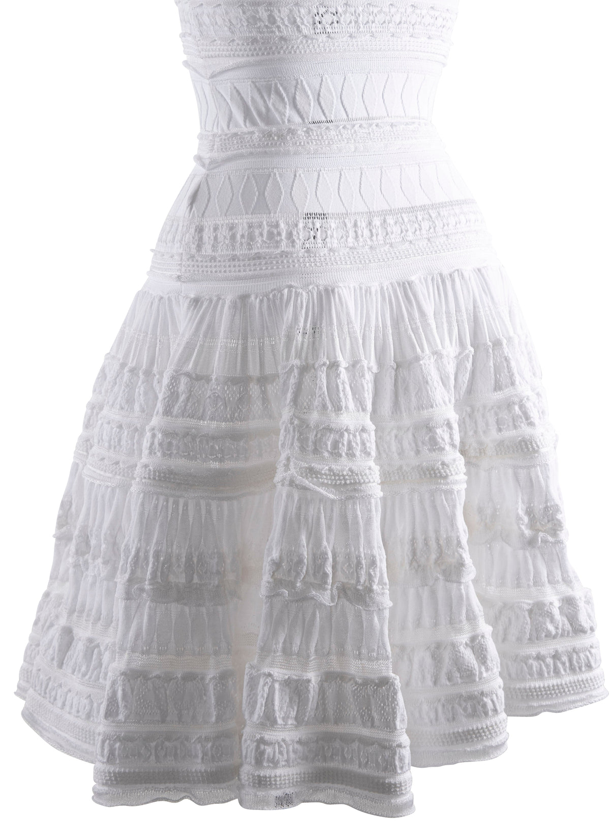 Robe courte évasée détails brodés à manches courtes - Blanc