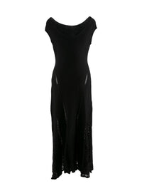 Robe longue à col bateau en soie mélangée - Noir
