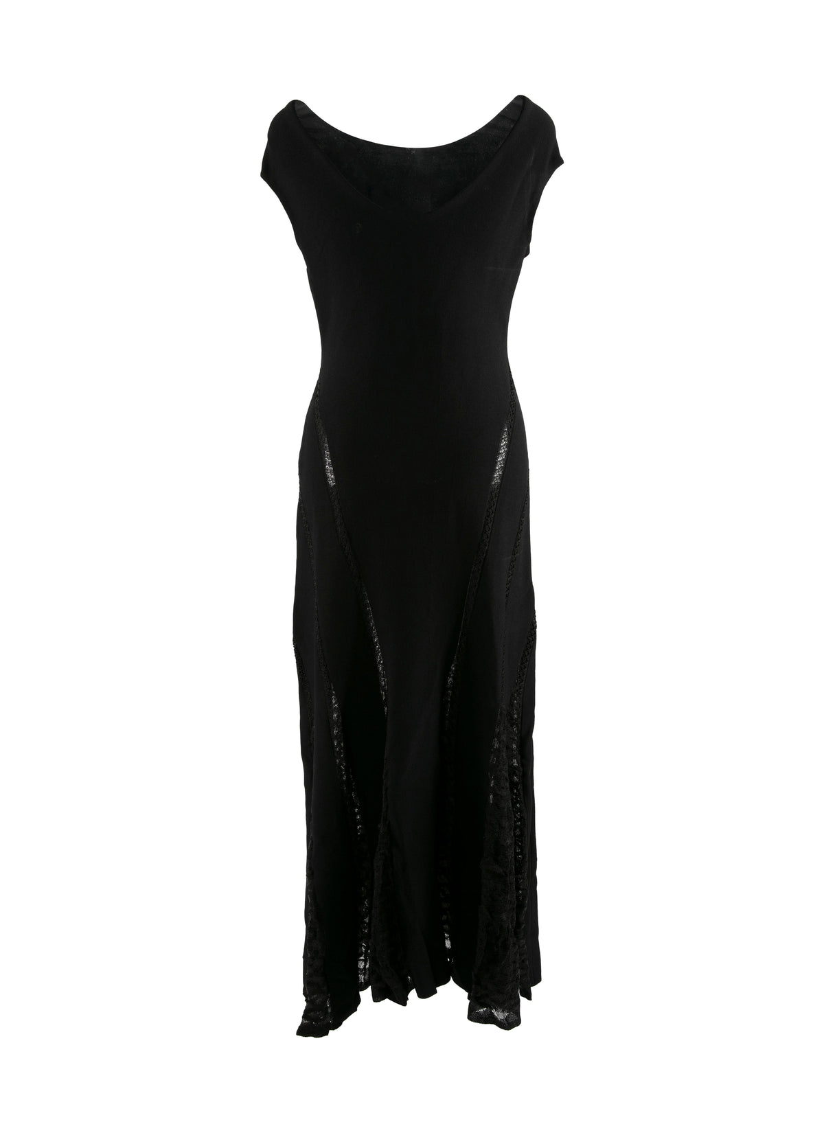 Robe longue à col bateau en soie mélangée - Noir