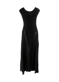 Robe longue à col bateau en soie mélangée - Noir