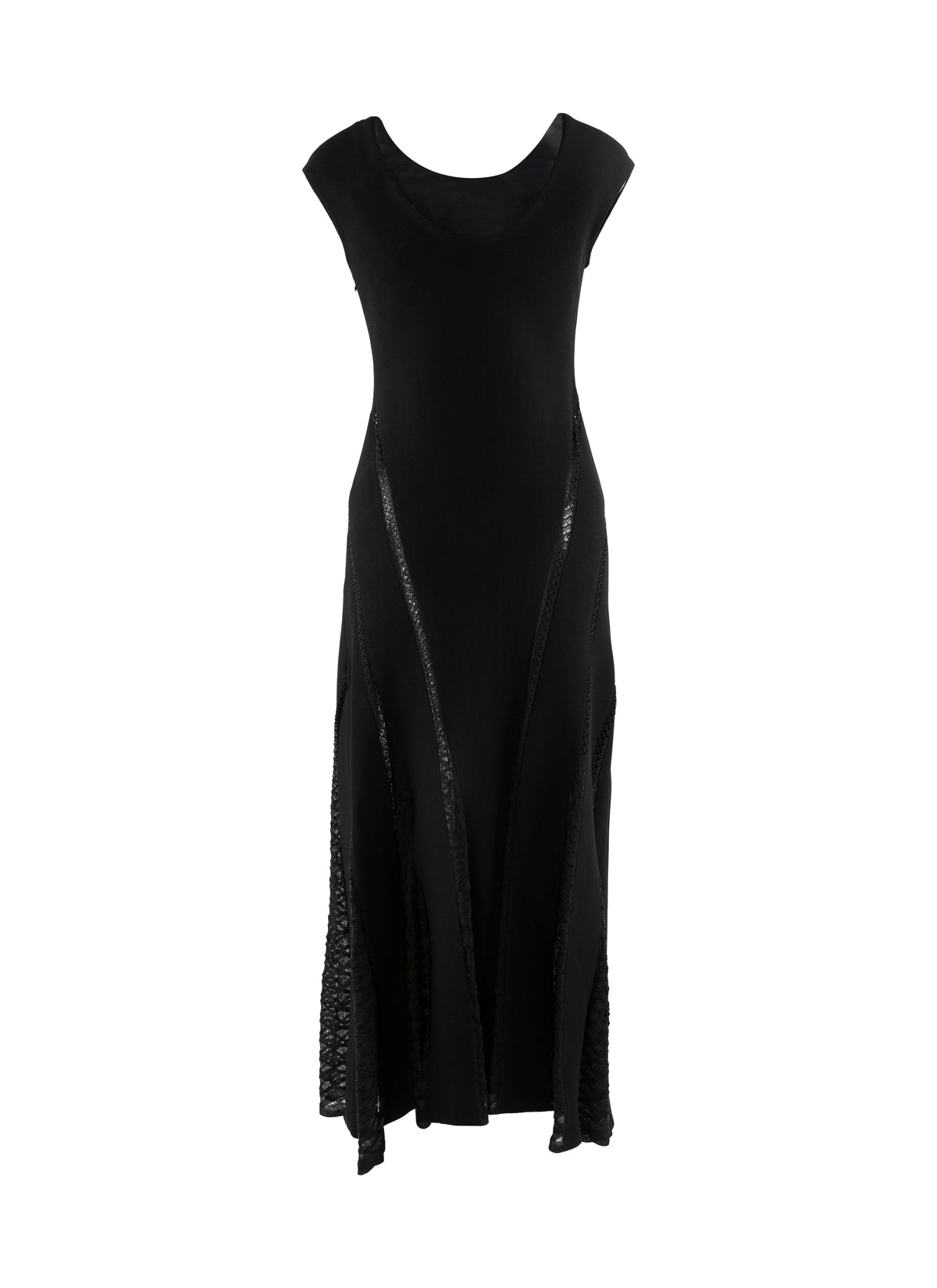 Robe longue à col bateau en soie mélangée - Noir