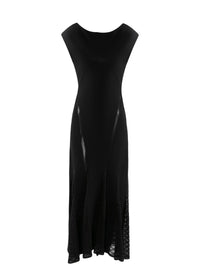 Robe longue à col bateau en soie mélangée - Noir