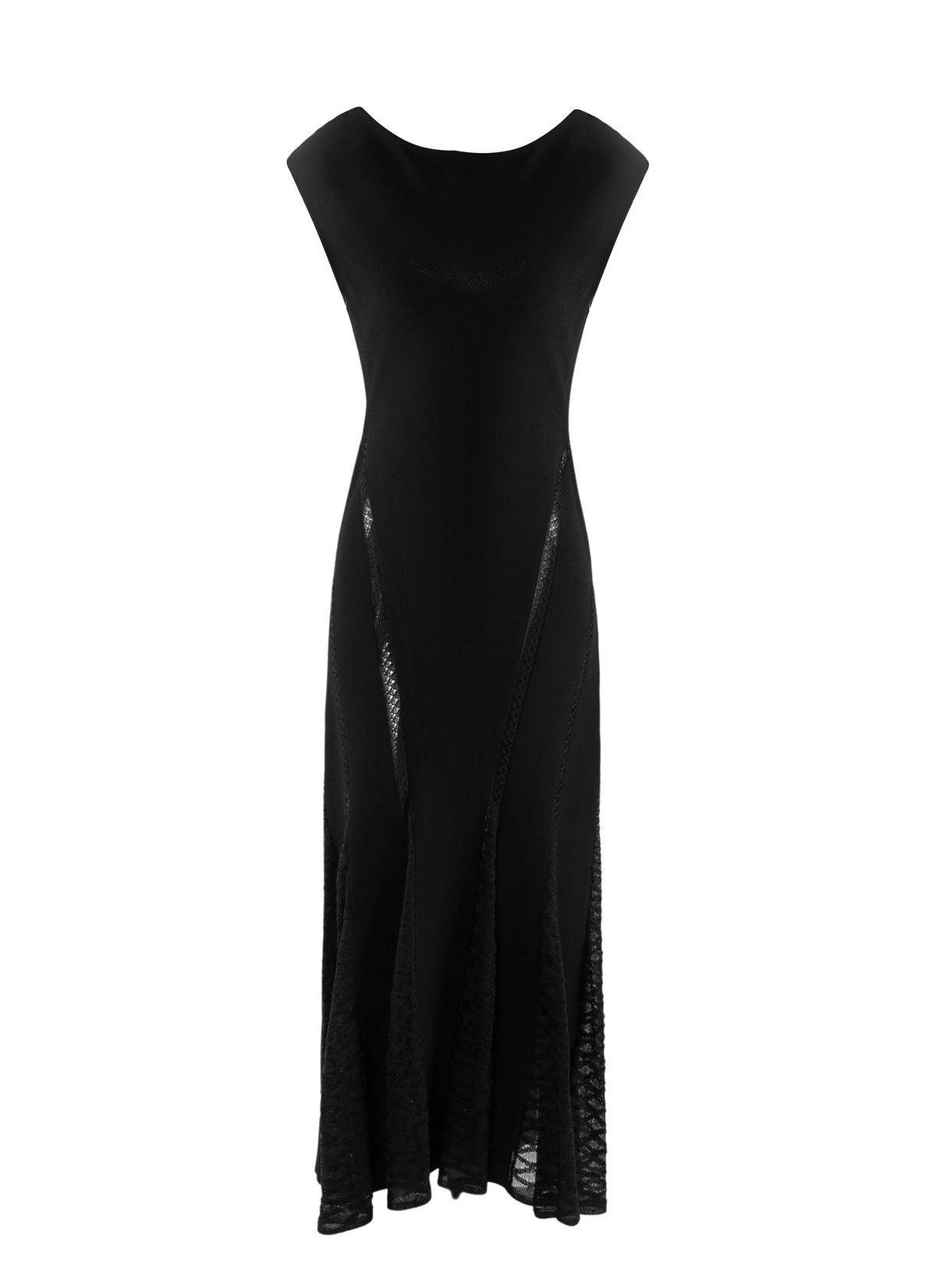Robe longue à col bateau en soie mélangée - Noir