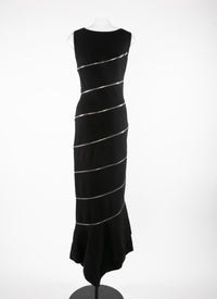 Asymmetric sheathing dress with zip in wool - Black intense