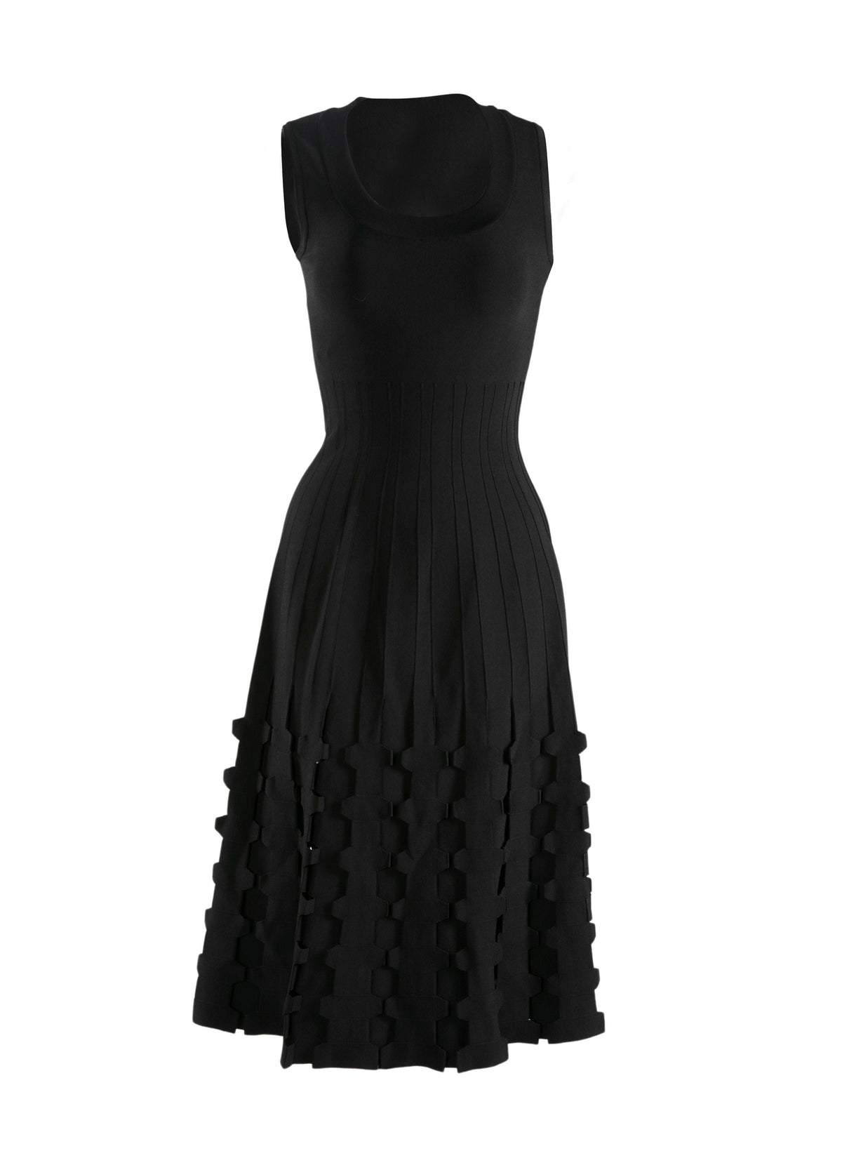Sleeveless knitted midi dress - Black intense