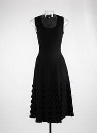 Sleeveless knitted midi dress - Black intense
