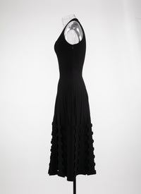 Sleeveless knitted midi dress - Black intense