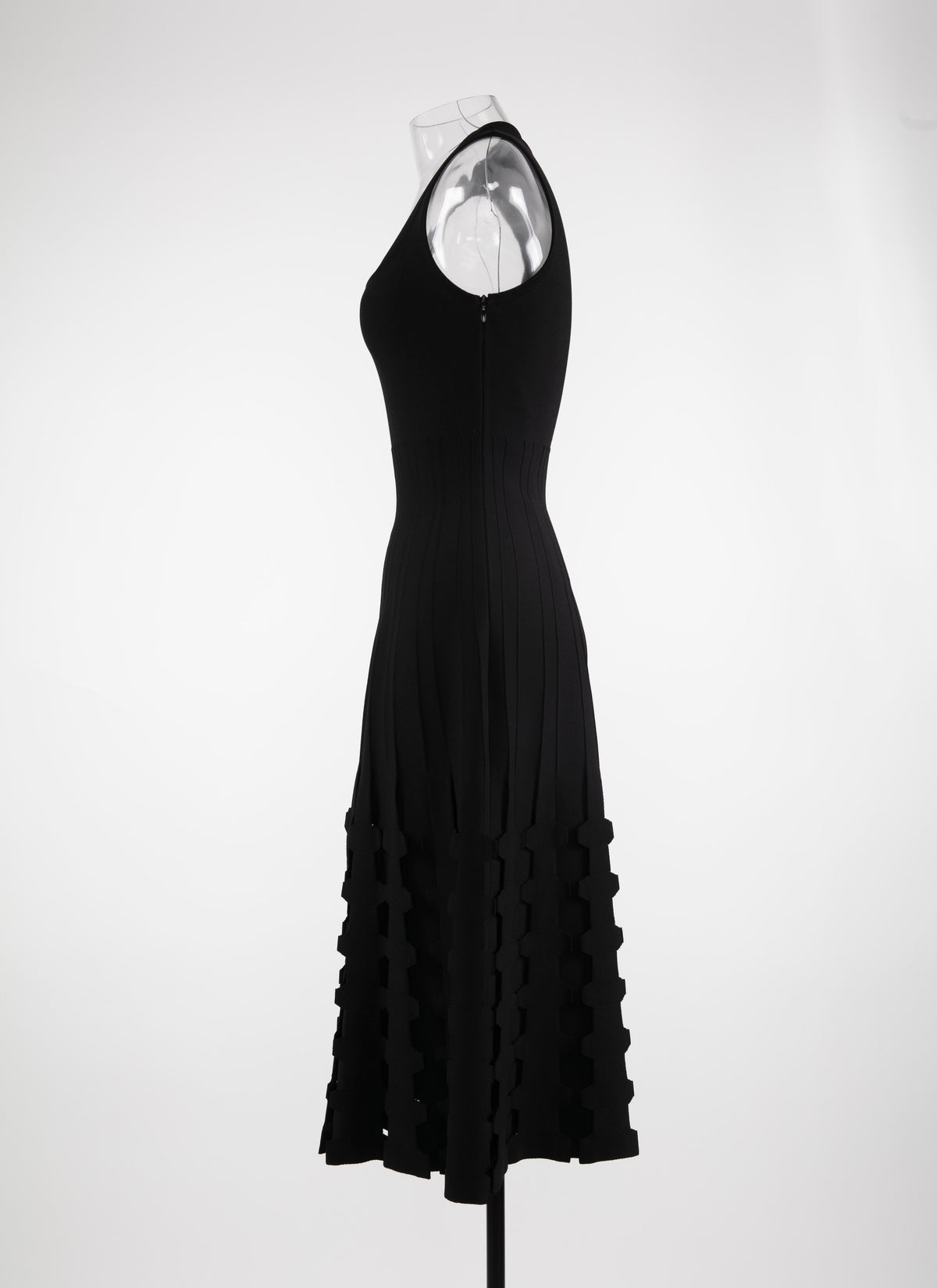 Sleeveless knitted midi dress - Black intense