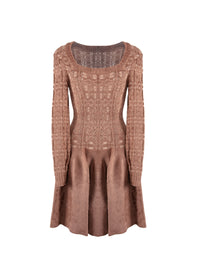Robe à manches longues en maille - Bois de Rose & Nude