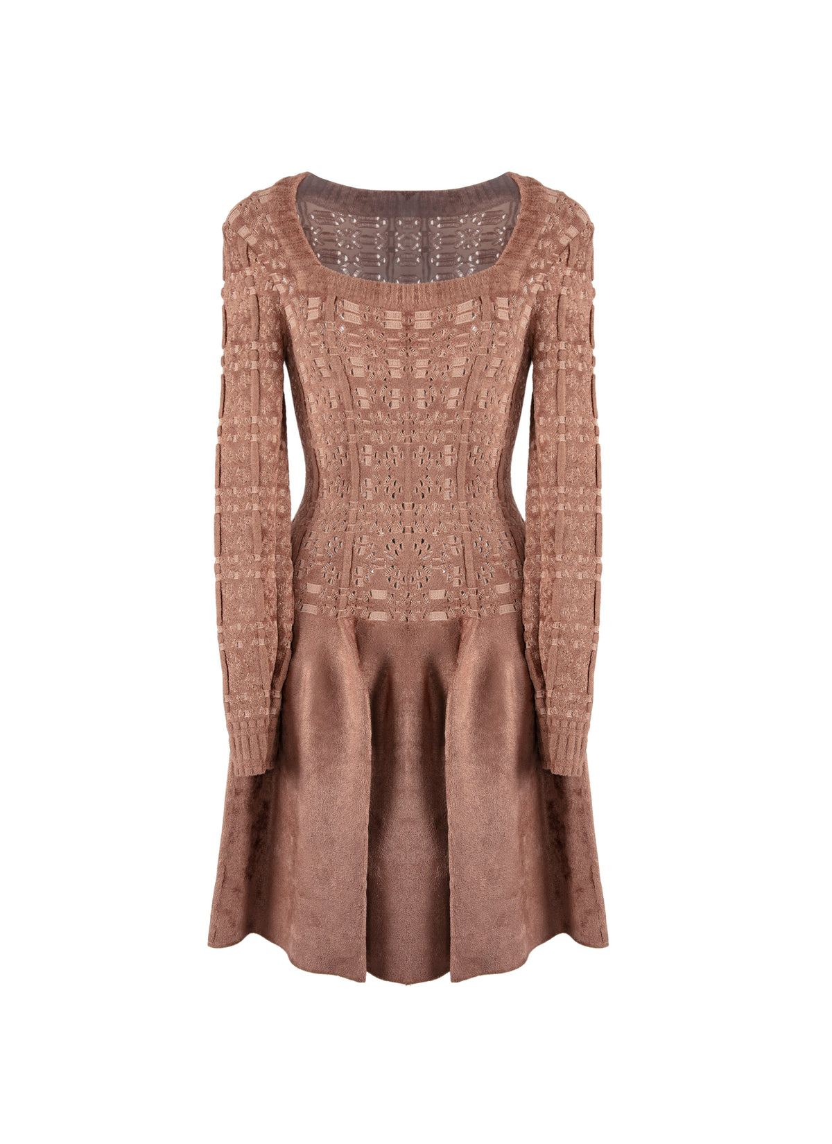 Robe à manches longues en maille - Bois de Rose & Nude