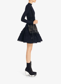 Robe Crinoline en laine à col montant - Marine