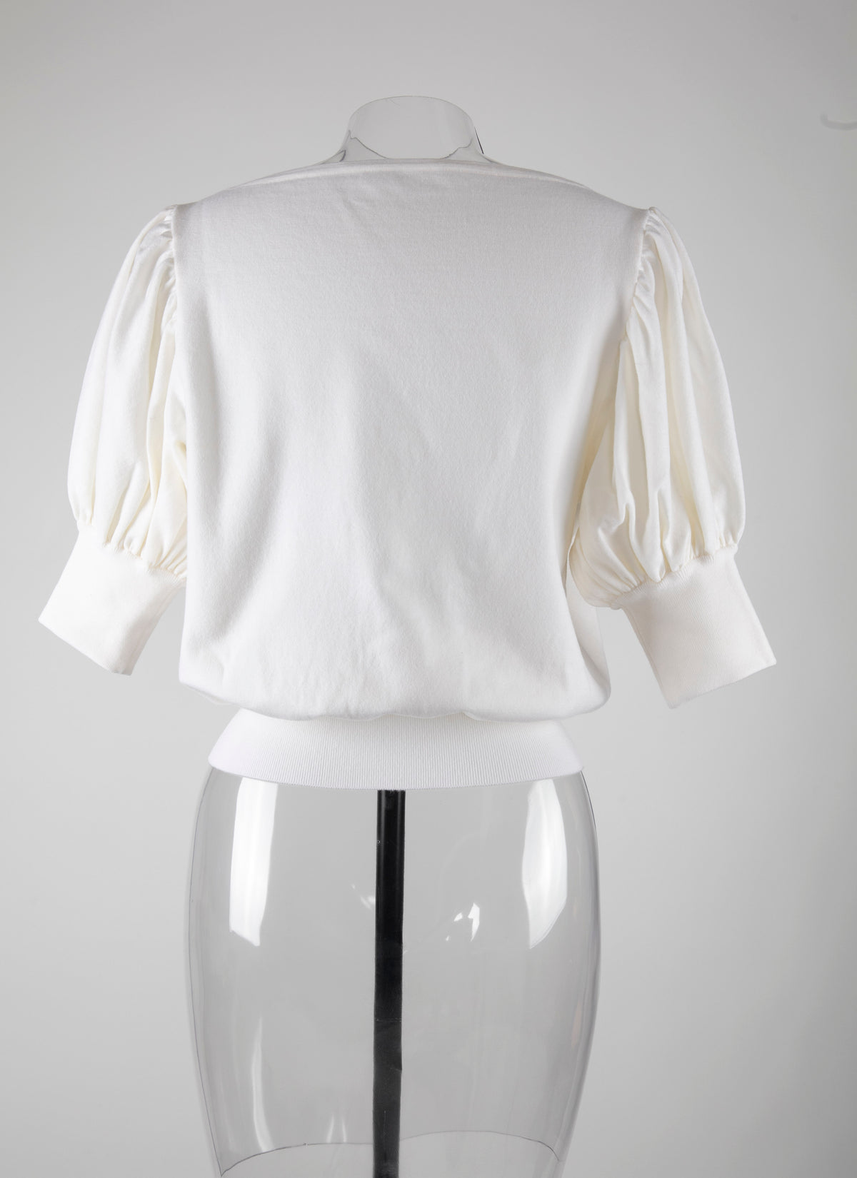 Pull manches courtes en laine en laine - Blanc Nacre