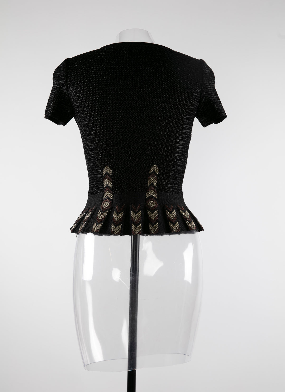 Pull péplum à manches courtes - Noir & Or