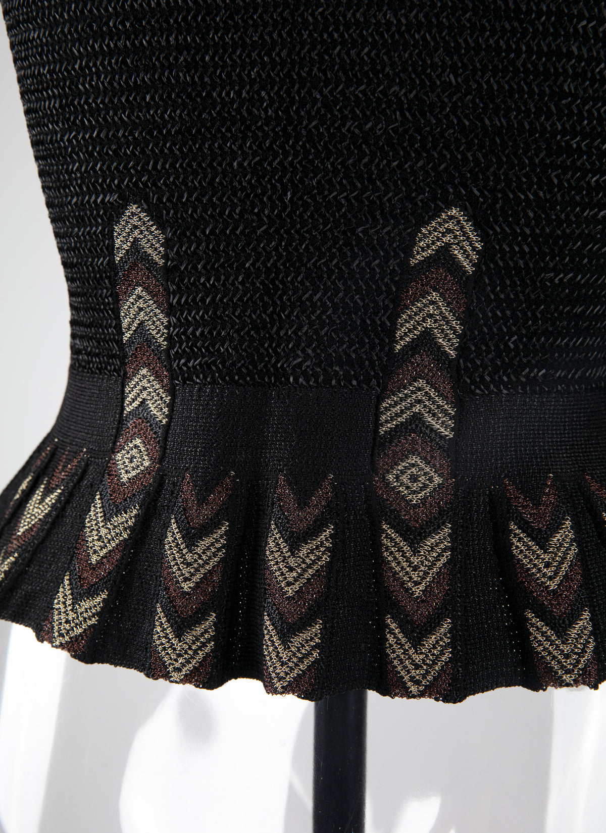 Pull péplum à manches courtes - Noir & Or
