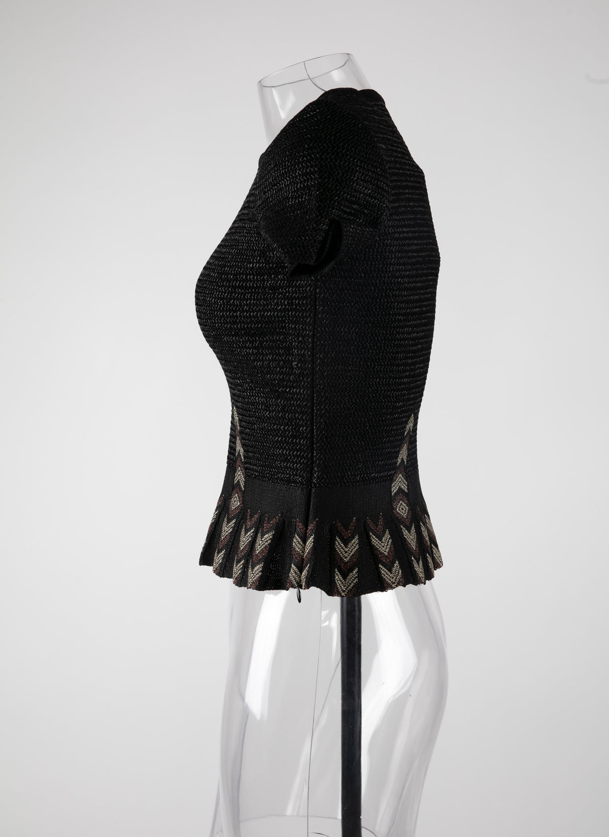 Pull péplum à manches courtes - Noir & Or
