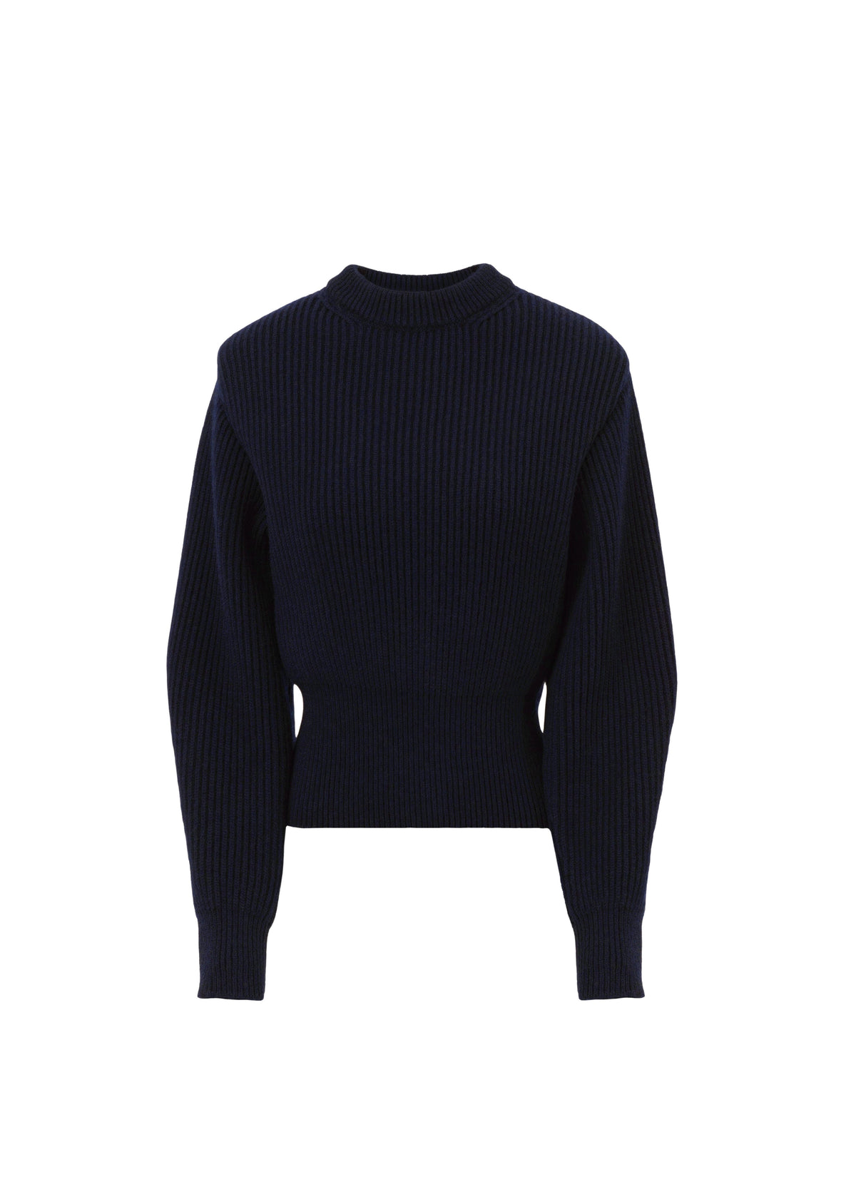 Pull en côtes anglaises en laine et cachemire - Marine