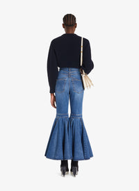 Pull en côtes anglaises en laine et cachemire - Marine