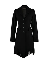 Slim-fit jacket in fine wool with fringes - Night