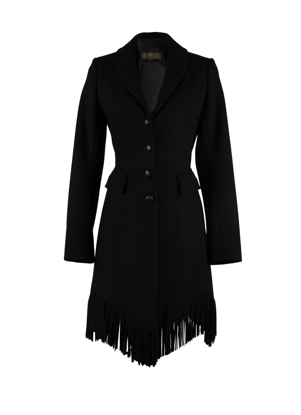 Slim-fit jacket in fine wool with fringes - Night