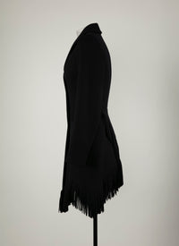Slim-fit jacket in fine wool with fringes - Night