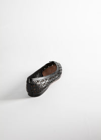 Perforated ballerinas with leather bow toe - Black intense
